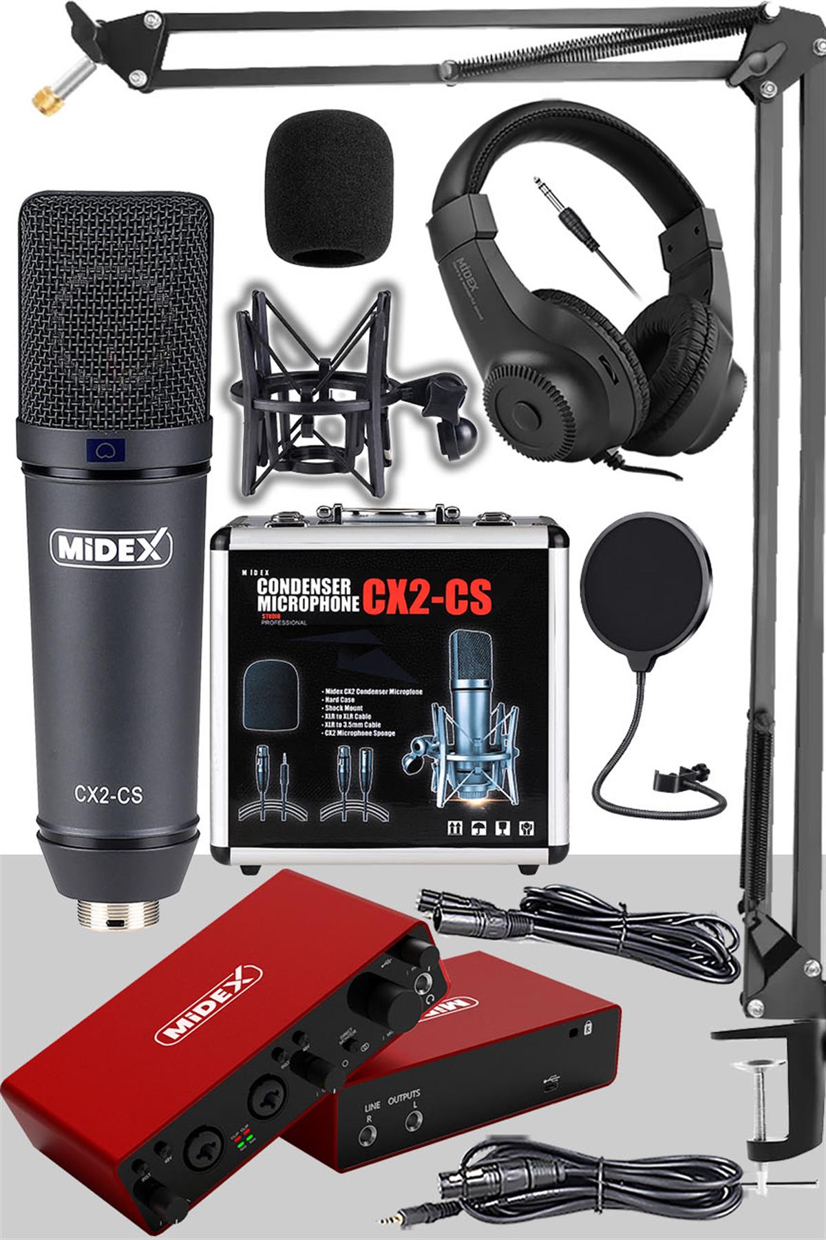 Stüdyo Ekipmanları Exclusive Paket-4 CX2 Mikrofon GLX-800 Ses Kartı Stüdyo  Kayıt Seti