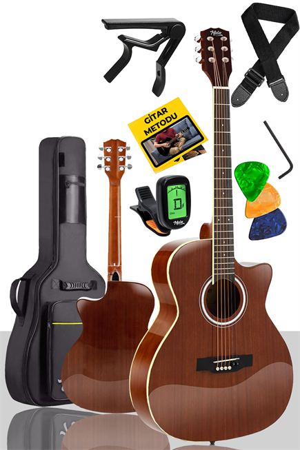 Midex XC-600 Masif Ağaç Akustik Gitar 4/4 Yetişkin Boy (Çanta Tuner Askı Capo)