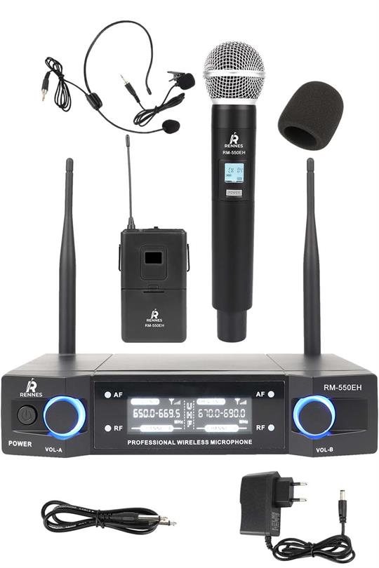 Rennes RM-550EH UHF EL Yaka headset Telsiz Kablosuz Mikrofon Seti