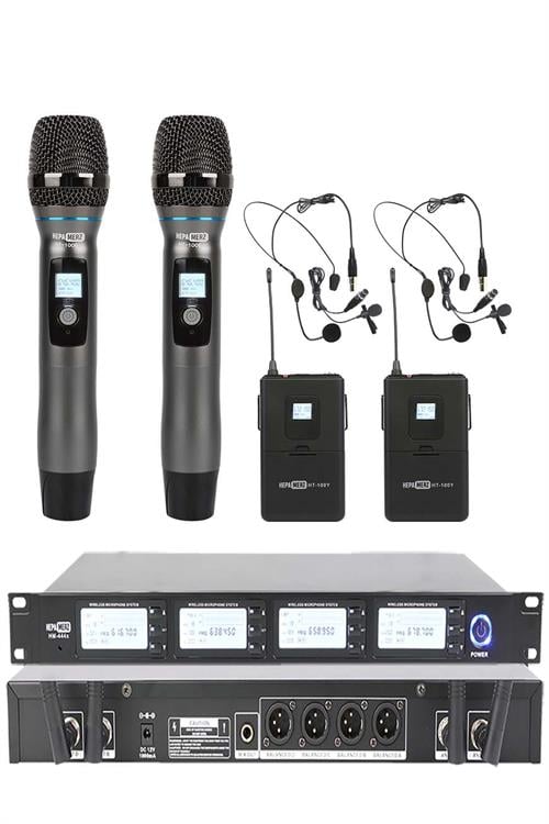 Hepa Merz HM-444EY 4'lü Kablosuz EL ve Yaka Mikrofonu Seti 4lü Telsiz mikrofon (2 EL 2 YAKA)