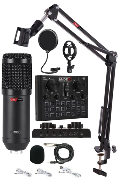 Lastvoice BM800 Live Set Efektli Ses Kartı Mikrofon Stand Kayıt Canlı Yayın Seti (PC ve Telefon)
