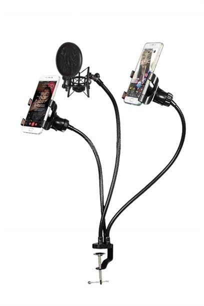 Lastvoice Set-133SH Çift Telefon Tutacaklı Shock Mount Filtre Mikrofon Standı