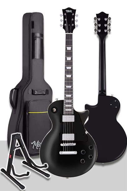 Midex GRX-200BK-BAG Üst Segment Profesyonel Elektro Gitar Set Les Paul Kasa Masif Ağaç (HH)
