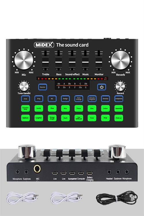 Midex VS9 Stüdyo Kayıt Canlı Yayın Ses Kartı Efektli Radyo Mikseri (Telefon ve PC Podcast Radyo Canlı Yayıncılar)