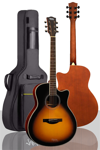 Midex XC-400 Sunburs Akustik Gitar 4/4 Yetişkin Boy (Çanta Tuner Askı Capo)