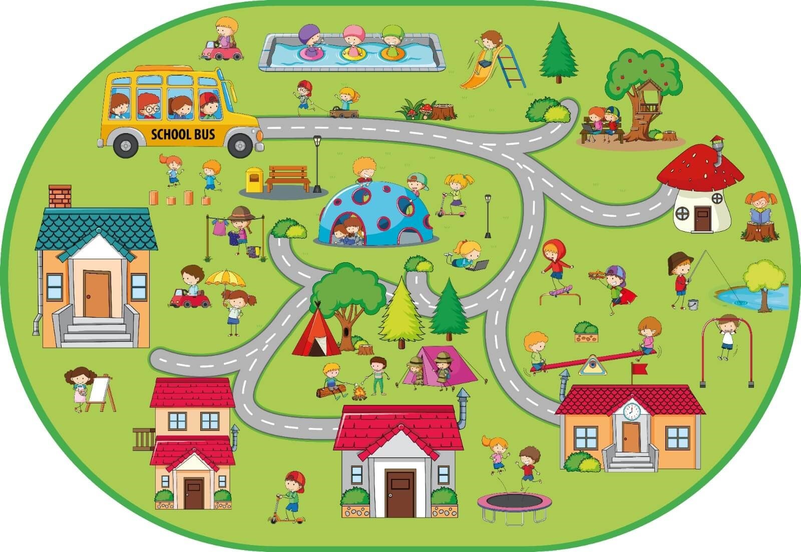 Oval City Yeşil Bukle 200x290 cm