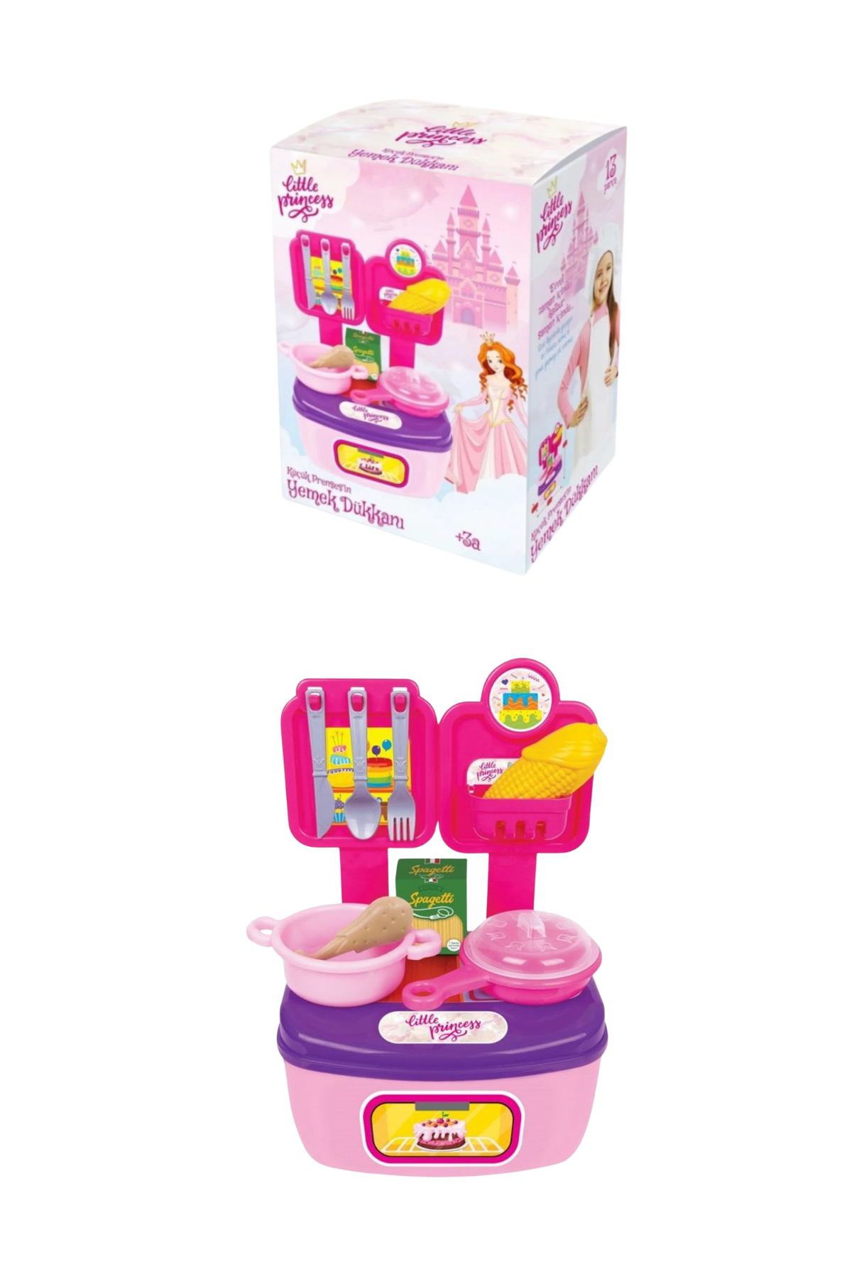 Pembe Oyuncak Yemek, Mutfak Ev Seti Prenseslere Özel 5li Set 