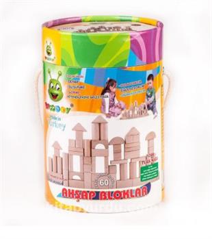 60 Parça Naturel Ahşap Bloklar