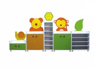 Koala Figürlü Ahşap Anaokulu Dolap Grubu