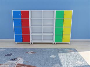 16 Kapaklı Öğrenci Dolabı+Raf