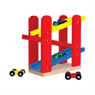 Ahşap 4 Arabalı Kaydırak Rampası Oyun Seti