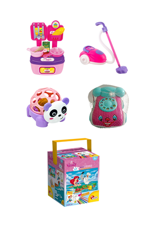 Pembe Oyuncak Yemek, Mutfak Ev Seti Prenseslere Özel 5li Set 