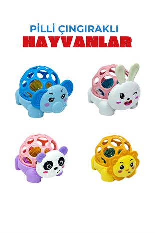 Pilli Işıklı Çıngıraklı Oyuncak Hayvanlar (0+ Yaş)