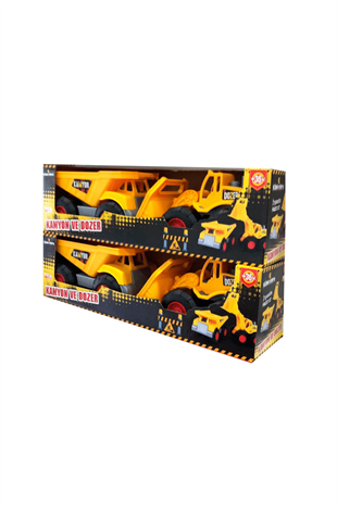 Sürtmeli Oyuncak Kamyon ve Dozer İnşaat Oyun SETİ -2li SET