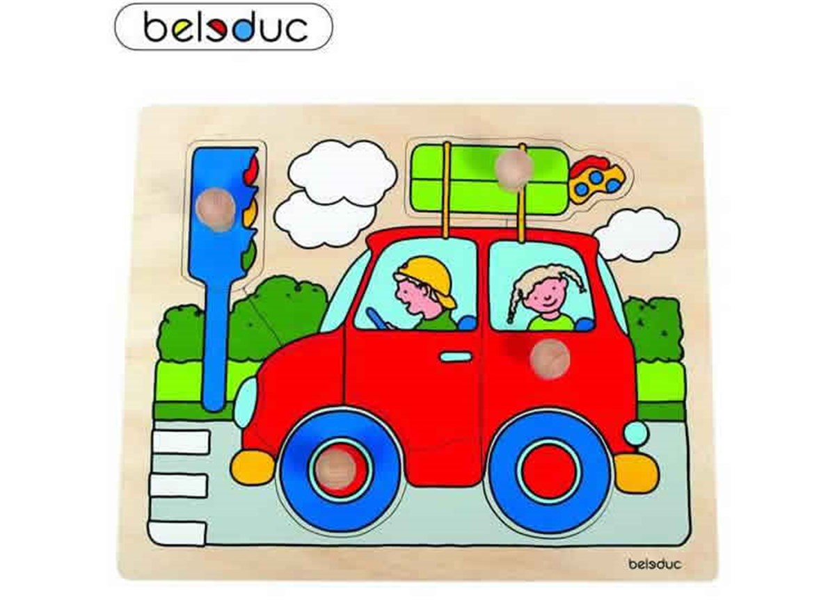 Ahşap Kulplu Araba Puzzle