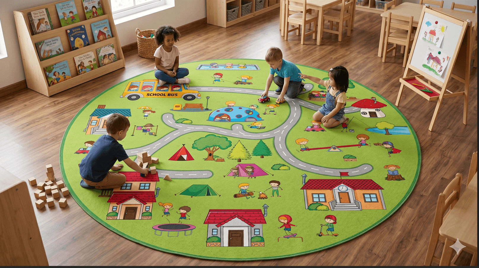 Daire City Yeşil Bukle 200 cm Çap