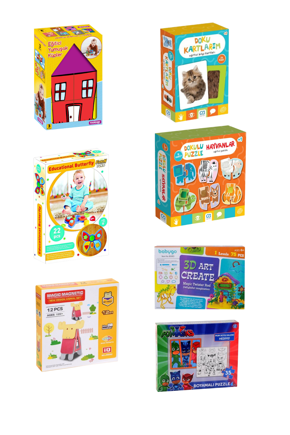 Eğitici Öğretici Set Puzzle Yapboz Bebek Çocuk 7'li Set