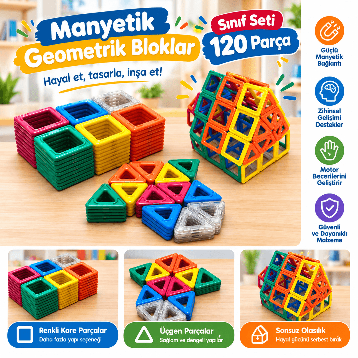 Manyetik Şekiller 120 Parça