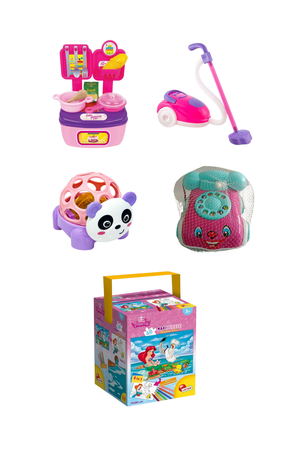 Pembe Oyuncak Yemek, Mutfak Ev Seti Prenseslere Özel 5'li Set 