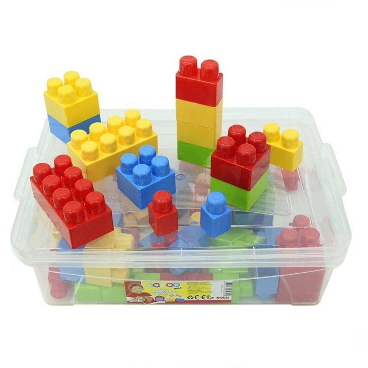 Renkli Kutulu Eğitici Lego Bloklar 58 Parça,Dünya Kreş Market Lego Blok 58  parça,