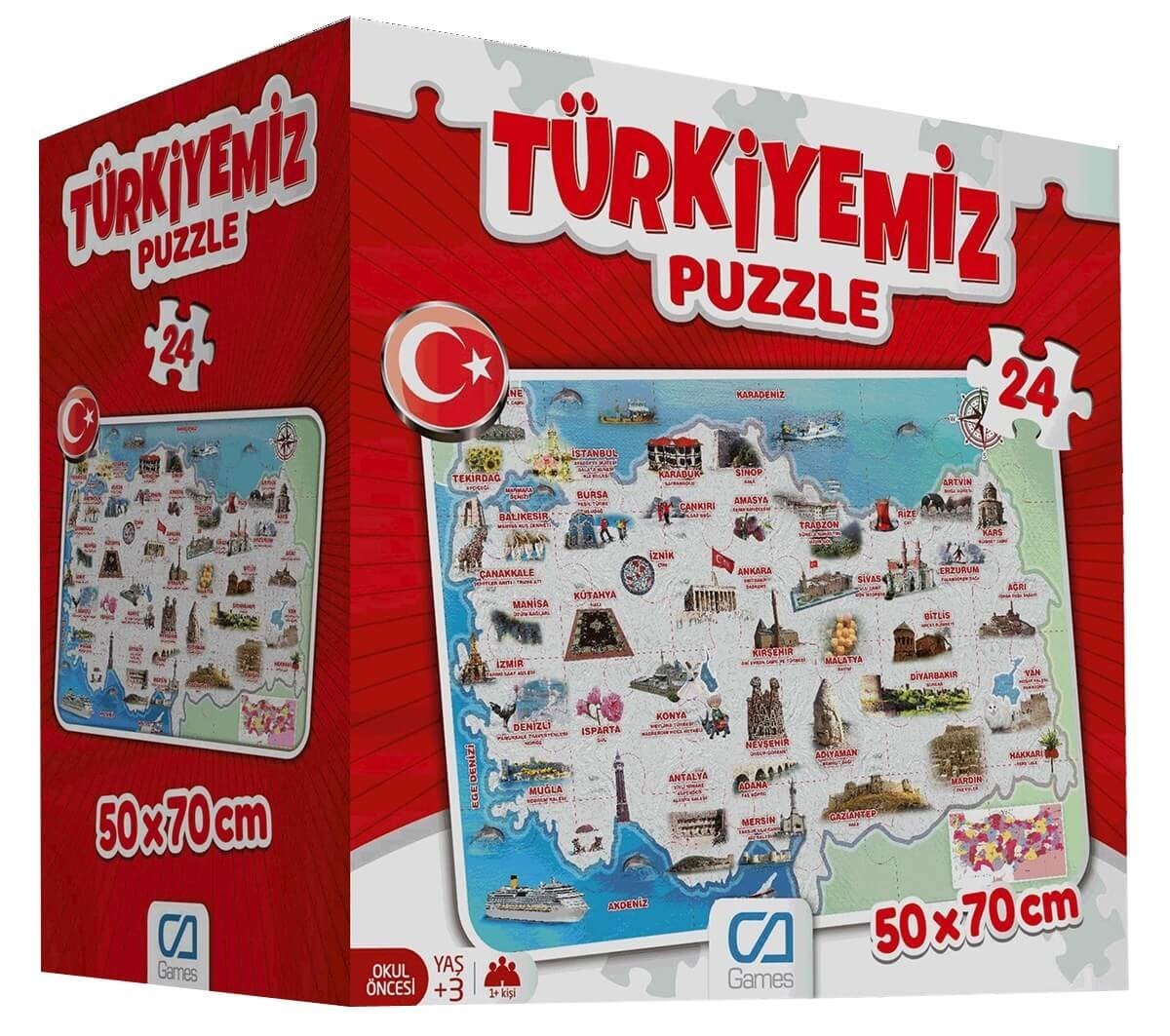 Puzzle ve Kavram OyunlarıKMCA5079Türkiyemiz Puzzle 24 Parça 50 x 70 cm 