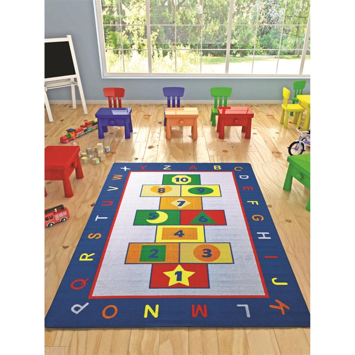 Renkli Paletler Halı| www.kreşmarket.com133*190 Cm Ebat HalılarKMHC0026Game Mavi Bukle