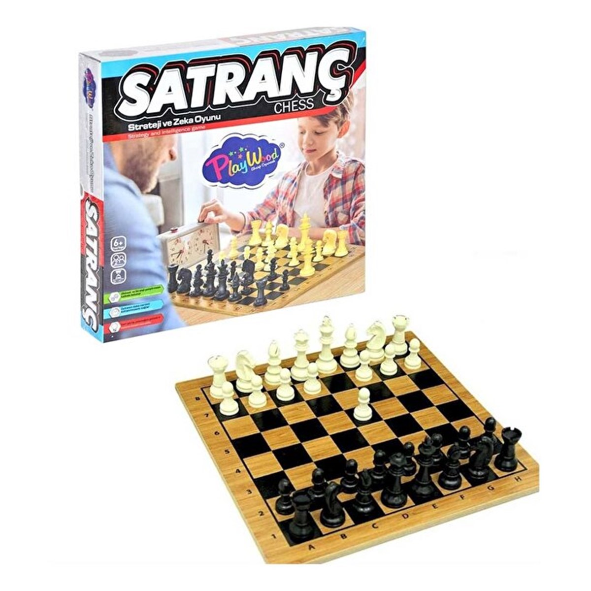 Satranç ve 3 Oyun - Kreş MarketAkıl OyunlarıKMKZ05Ahşap Satranç Oyunu