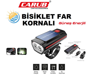 QUEBÖN AYDINLATMAQUEB BİSİKLET FAR + KORNA (GÜNEŞ ENERJİLİ)