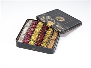 Metal kutuda hediyelik ürünlerMetal Kutuda Karışık Fitil Lokum 600 gr