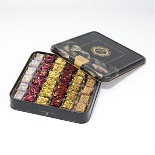 Metal kutuda hediyelik ürünlerMetal Kutuda Karışık Fitil Lokum 600 gr