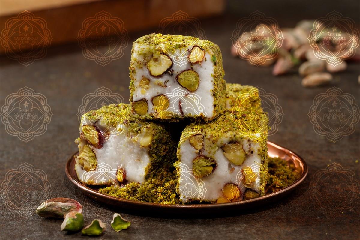 SPECIAL DELIGHTSDouble Sultan Special Turkish Delight With Pistachio Covered With Pistachio Powder