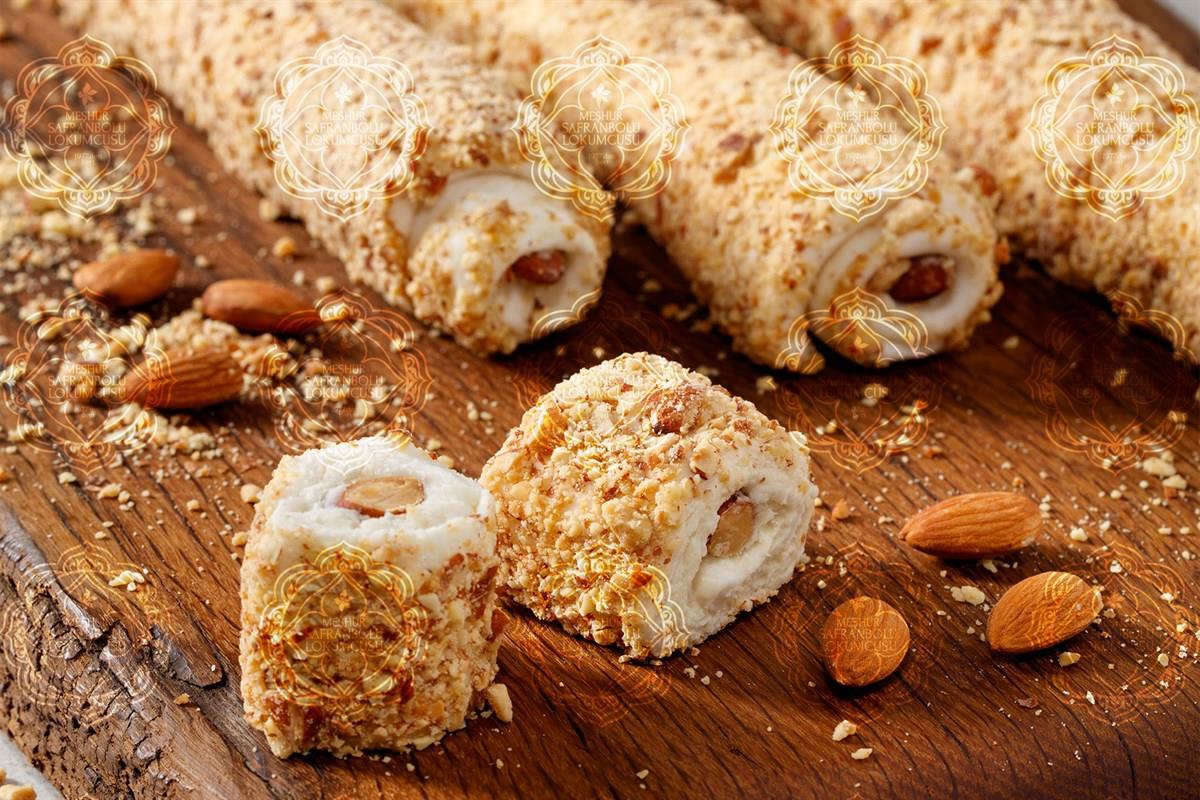 WRAP DELIGHTSRolled Special Turkish Delight With Almond Covered With Ground Almond 