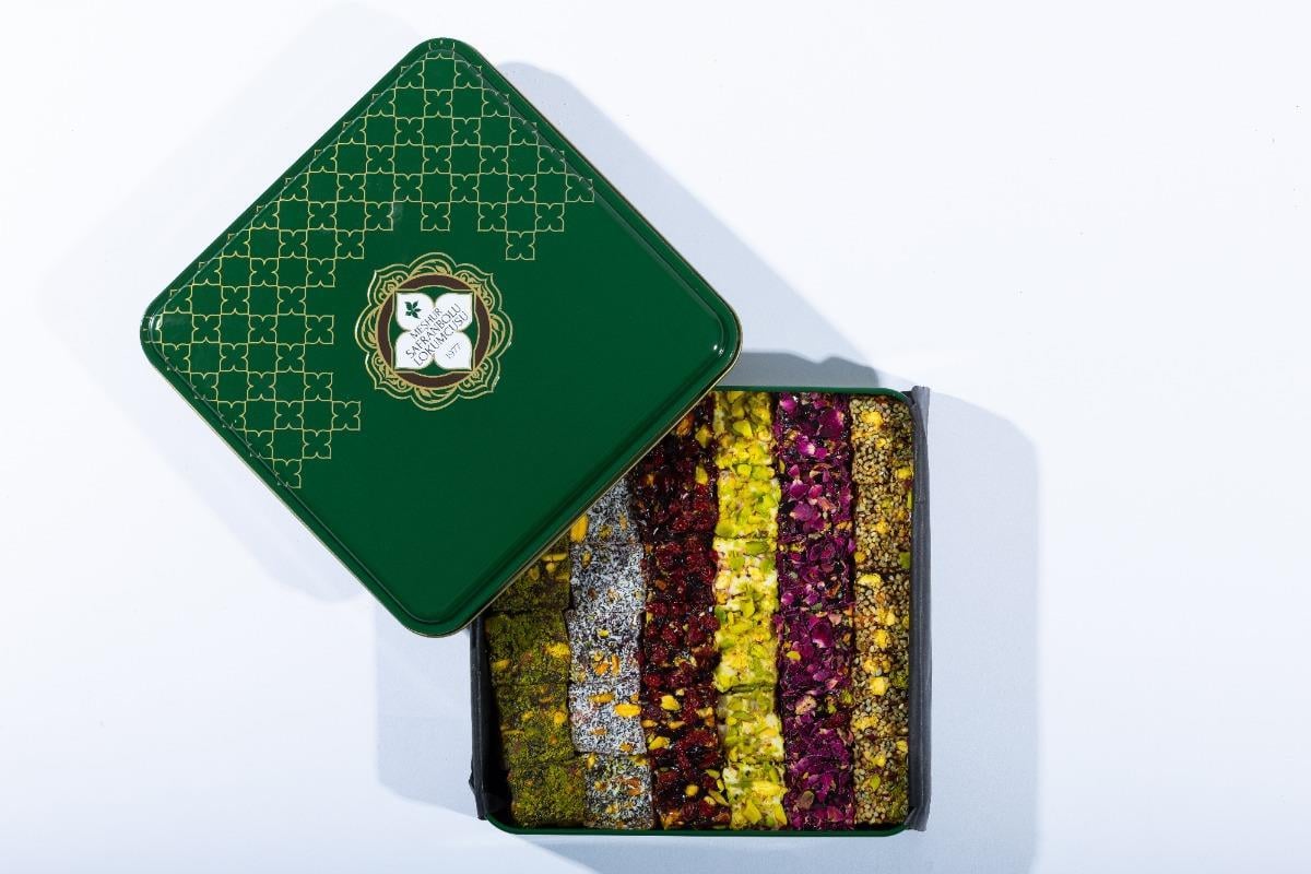 GIFT DELIGHTYeşil Metal Kutu Karışık Fitil Lokum 800 gr