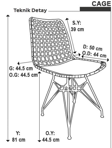 Tel Sandalye Teknik Çizim