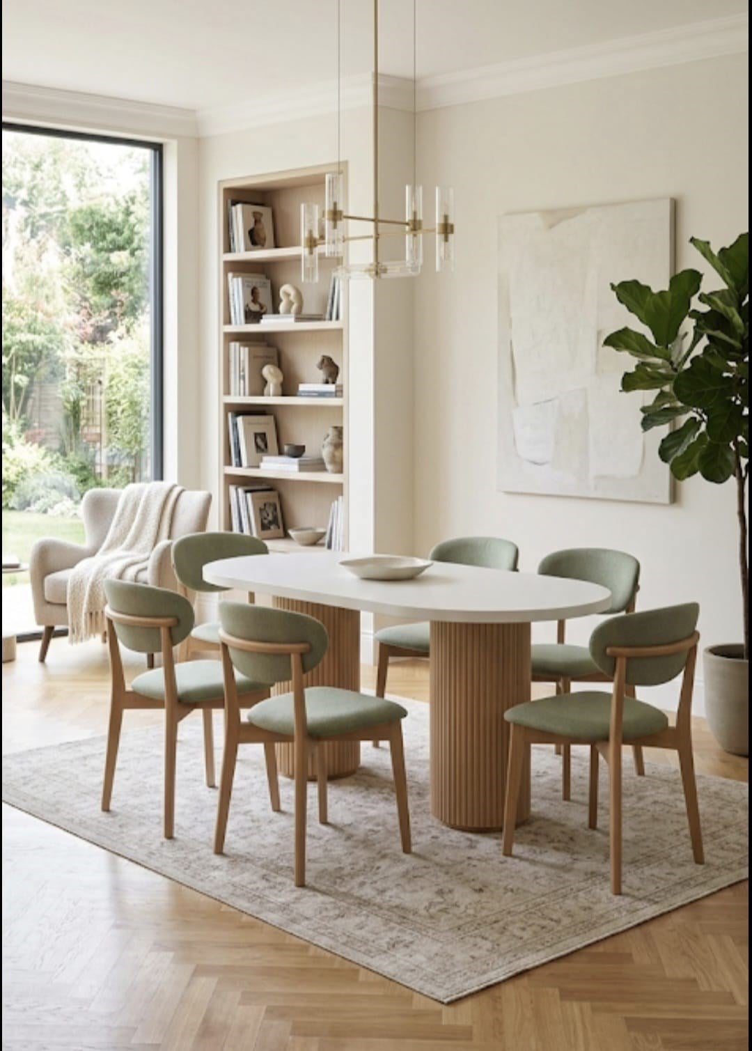 6 Sandalye ve Oval Modern Masa Takımı