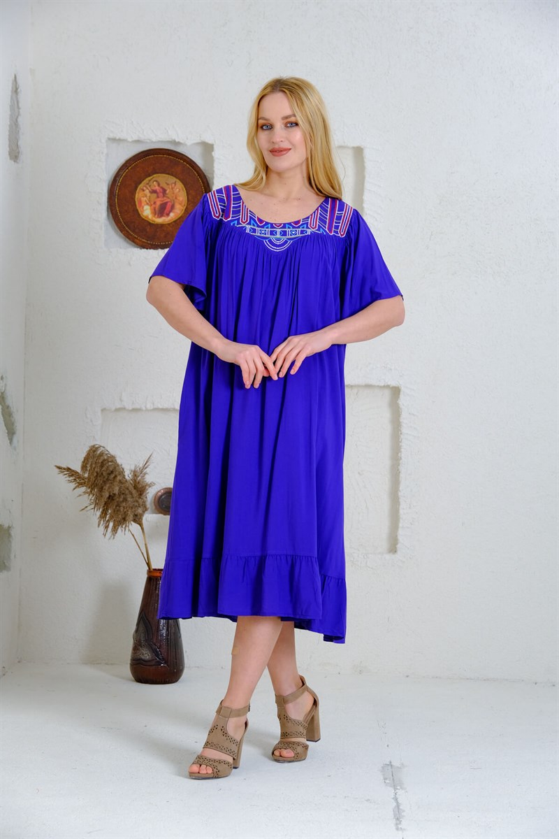 9051 Mor Büyük Beden Elbise