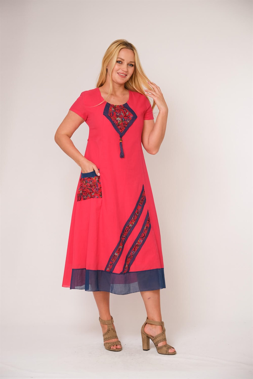 9068- Fuşya Elbise