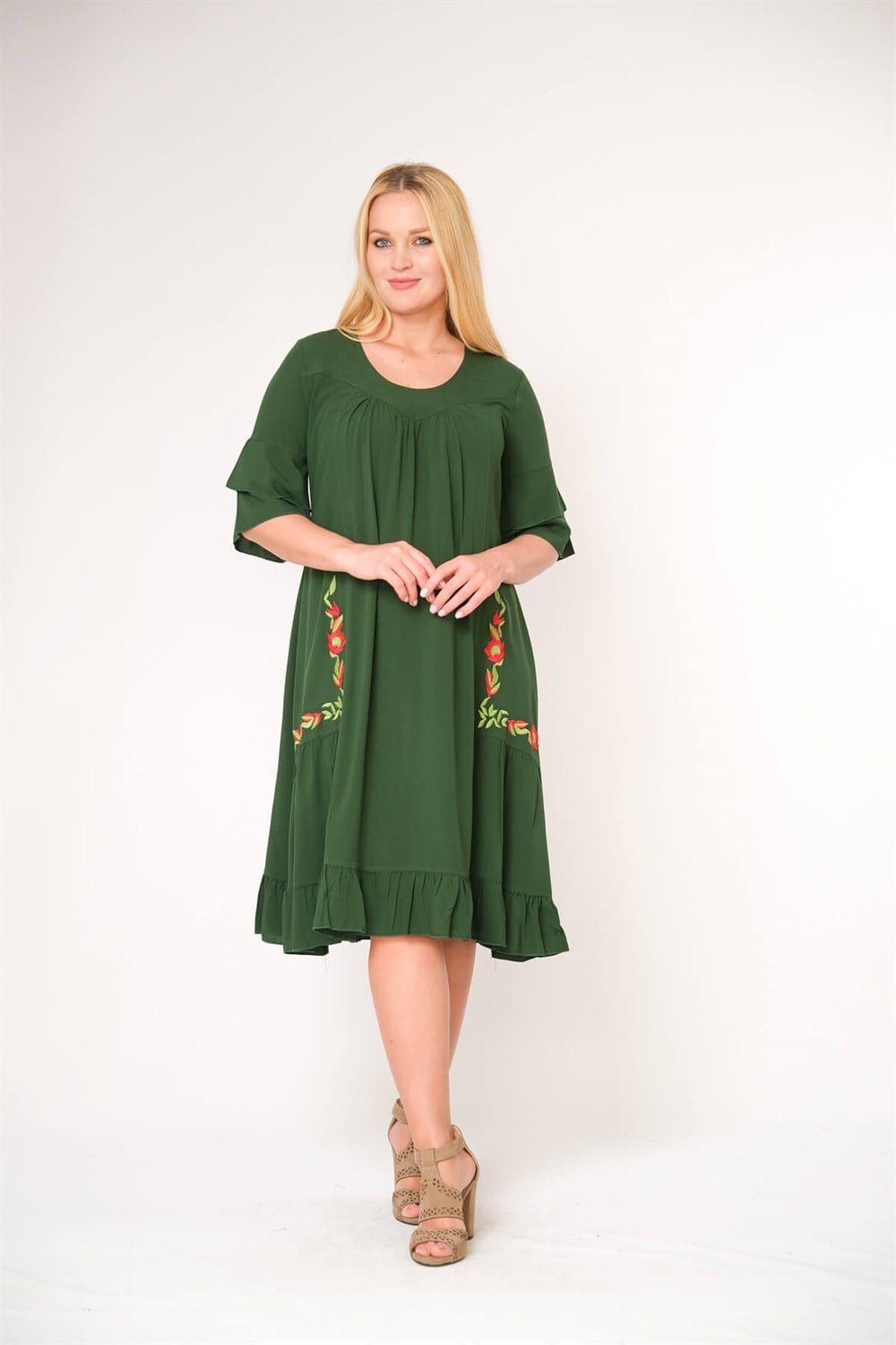 9078- K.Yeşil Elbise