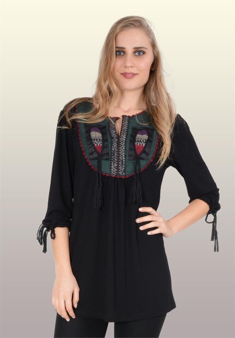 Otantik GİYİM-735- Etnik Püsküllü Buluz