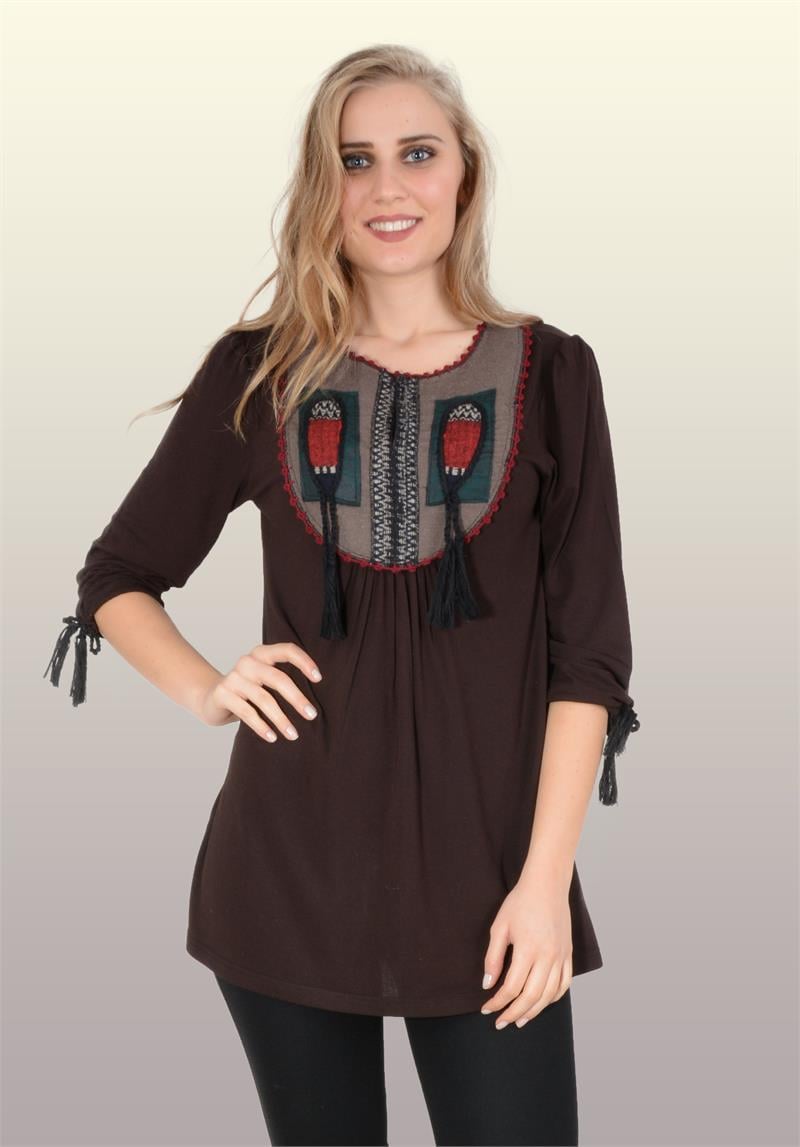 Otantik Giyim-735- Etnik Püsküllü Buluz