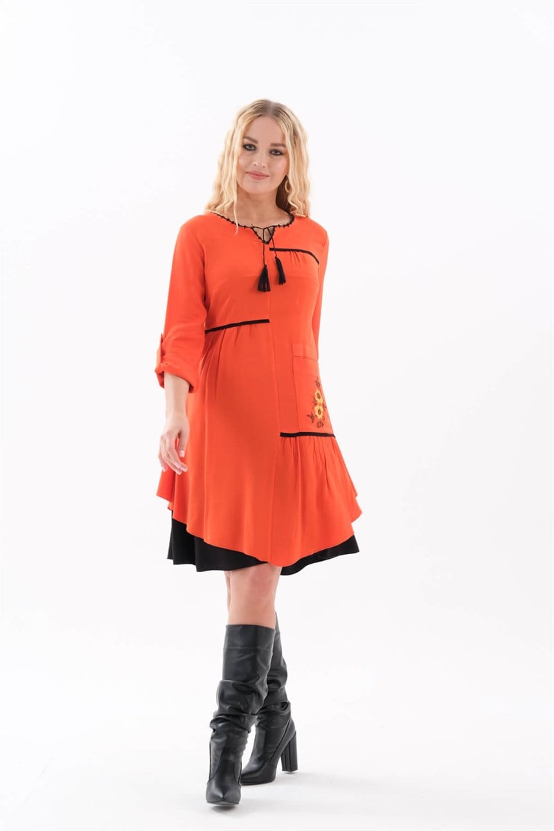 Otantik Elbise 9020-Orange
