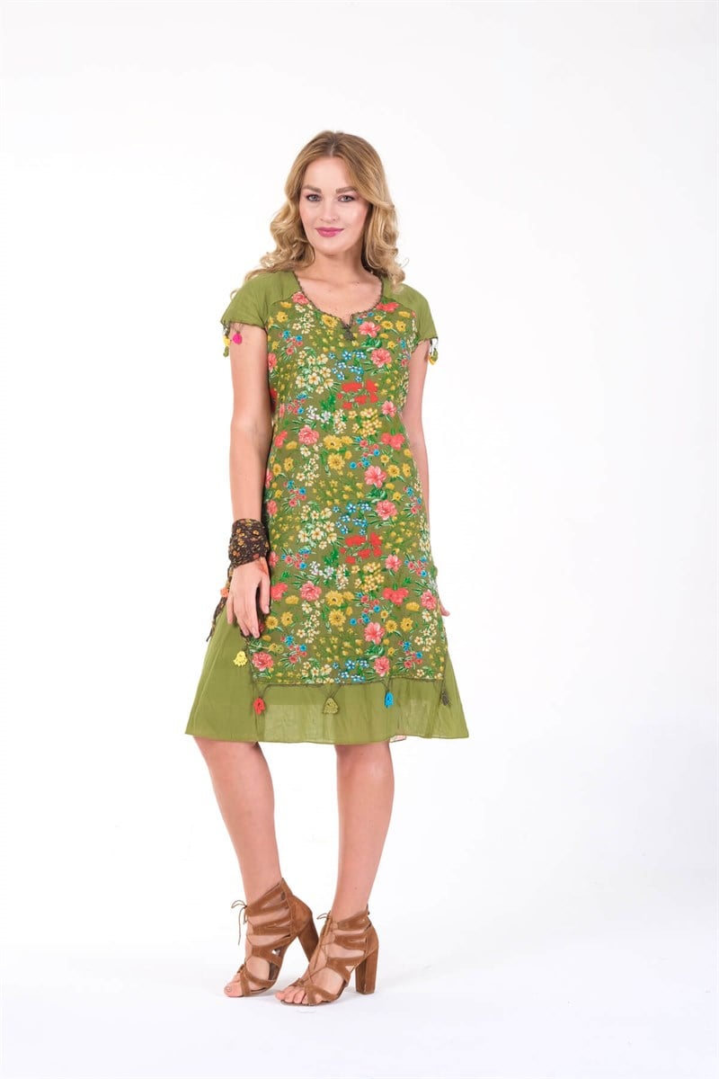 OTANTİK ETNİK GİYİM  YAZLIK ELBİSE ERC COLLECTİON 4537-AY