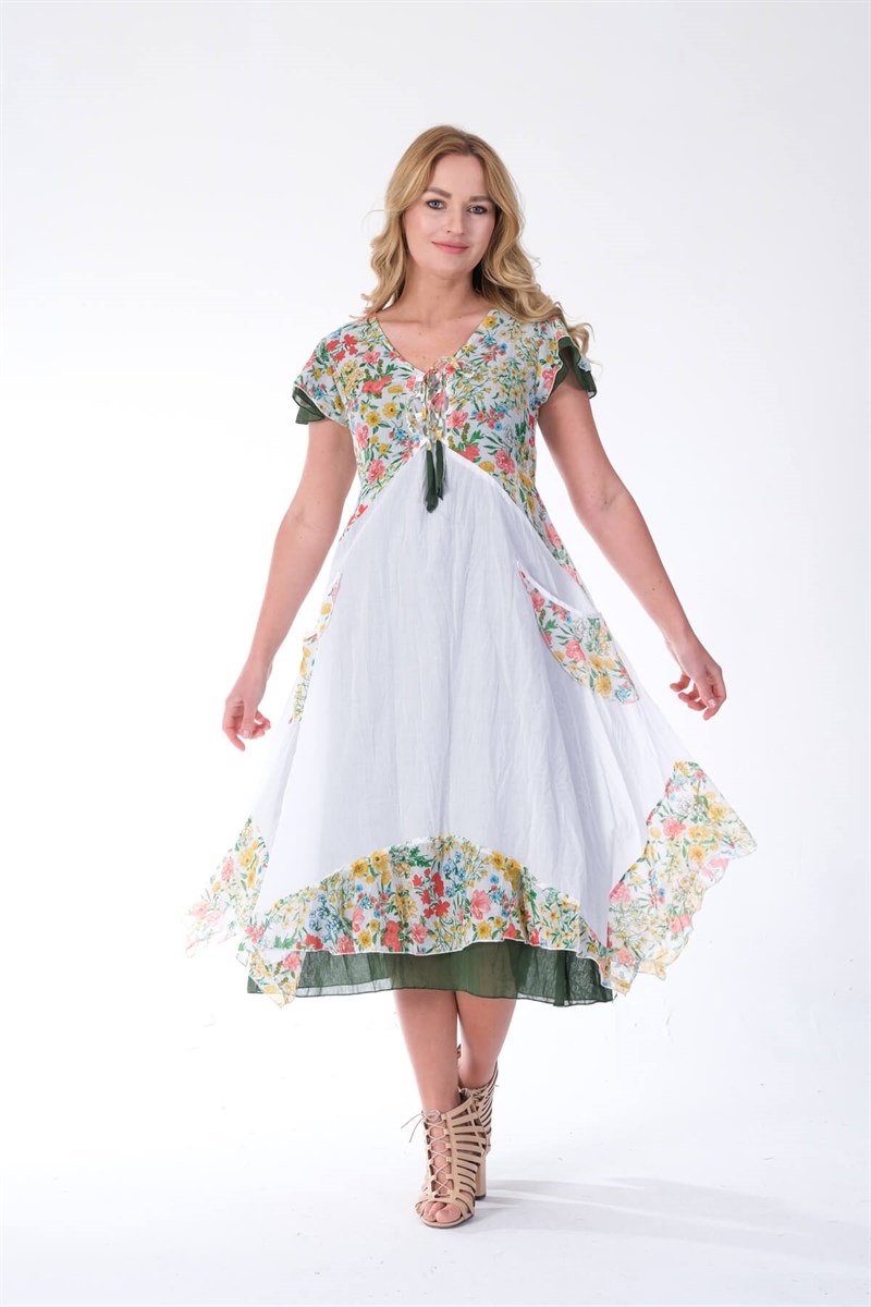 OTANTİK ETNİK GİYİM  YAZLIK ELBİSE ERC COLLECTİON 3880-B