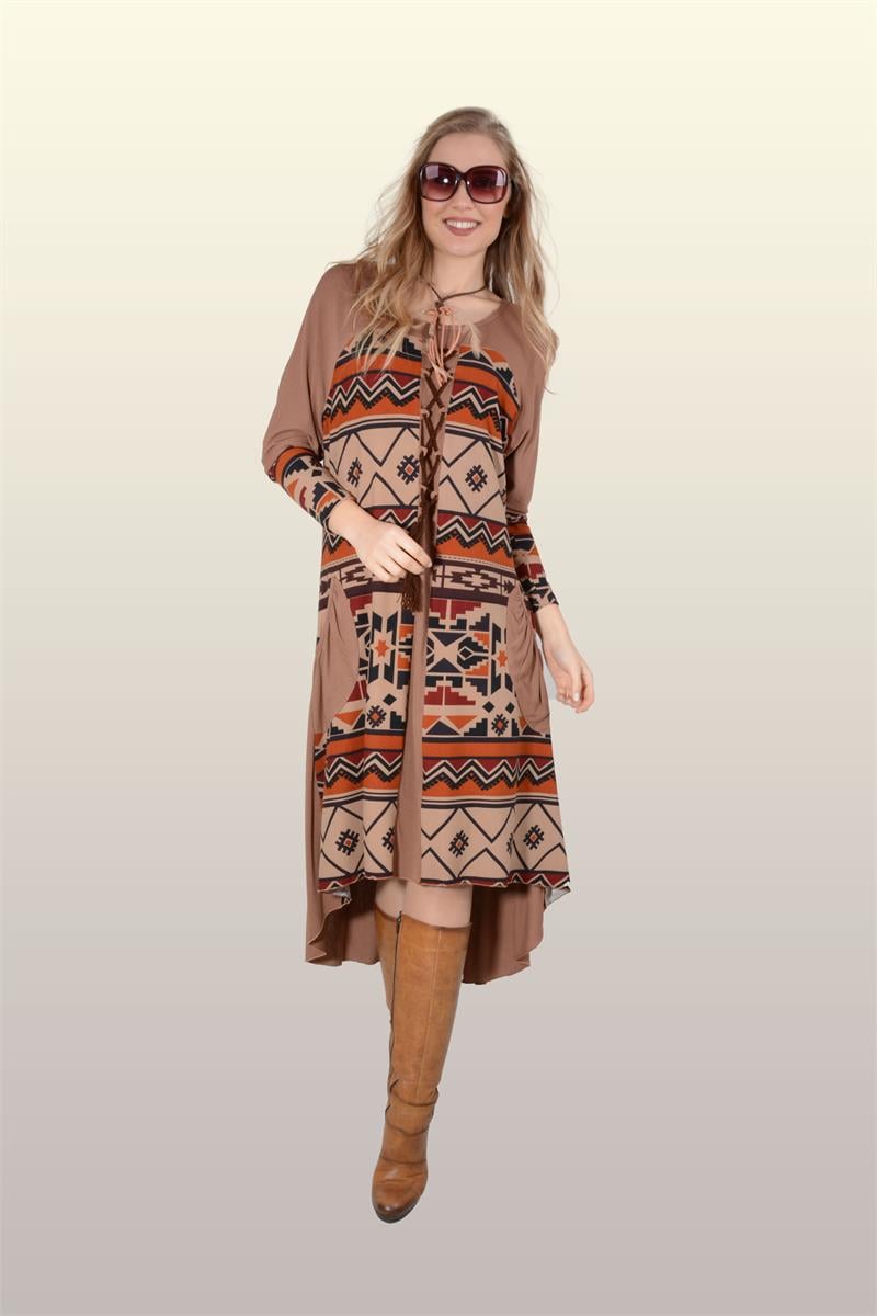 Otantik Giyim-711-Kızıl Derili Elbisesi-Tarçın