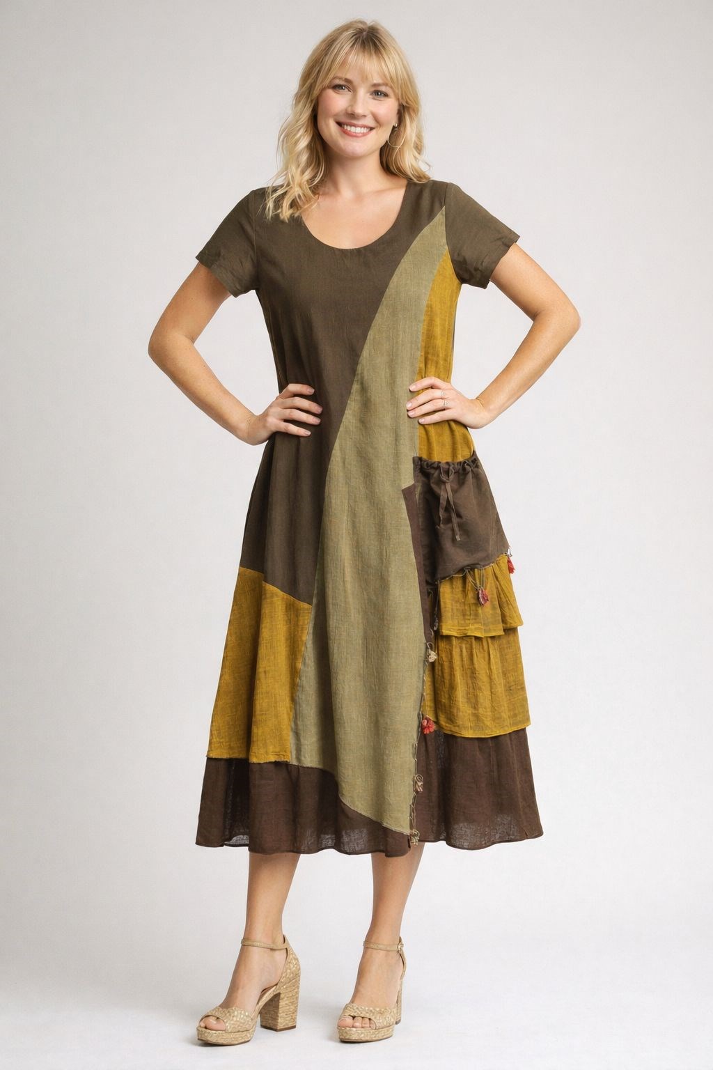 1040 Yıkamalı Haki Elbise