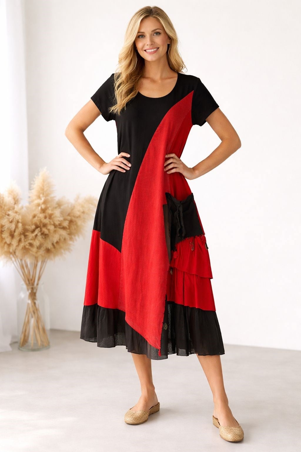 1040 Yıkamalı Siyah Elbise