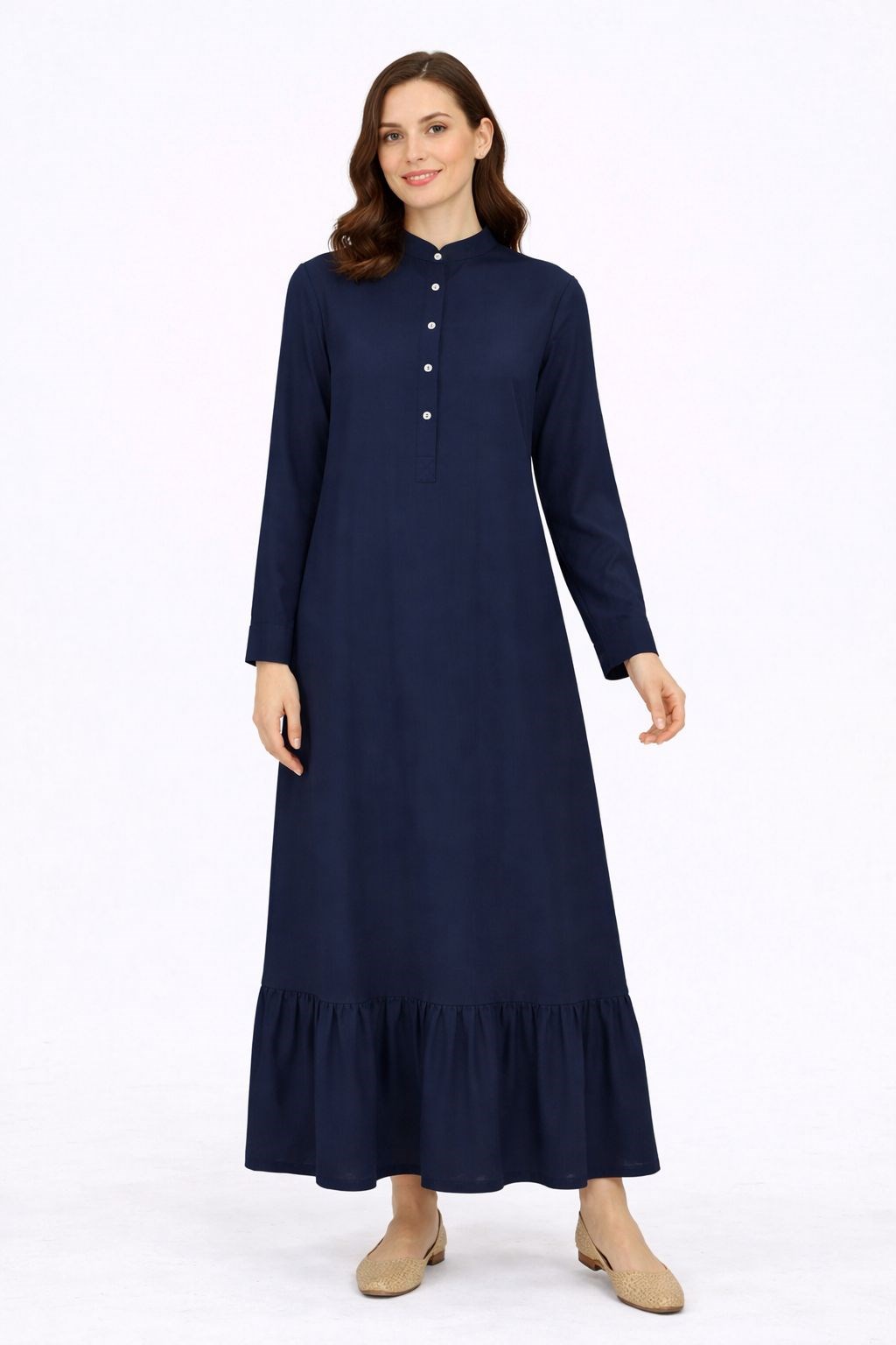 1088 Tesettür Lacivert Elbise