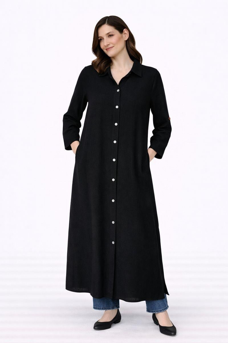 1101 Siyah Düğmeli Dış Giyim