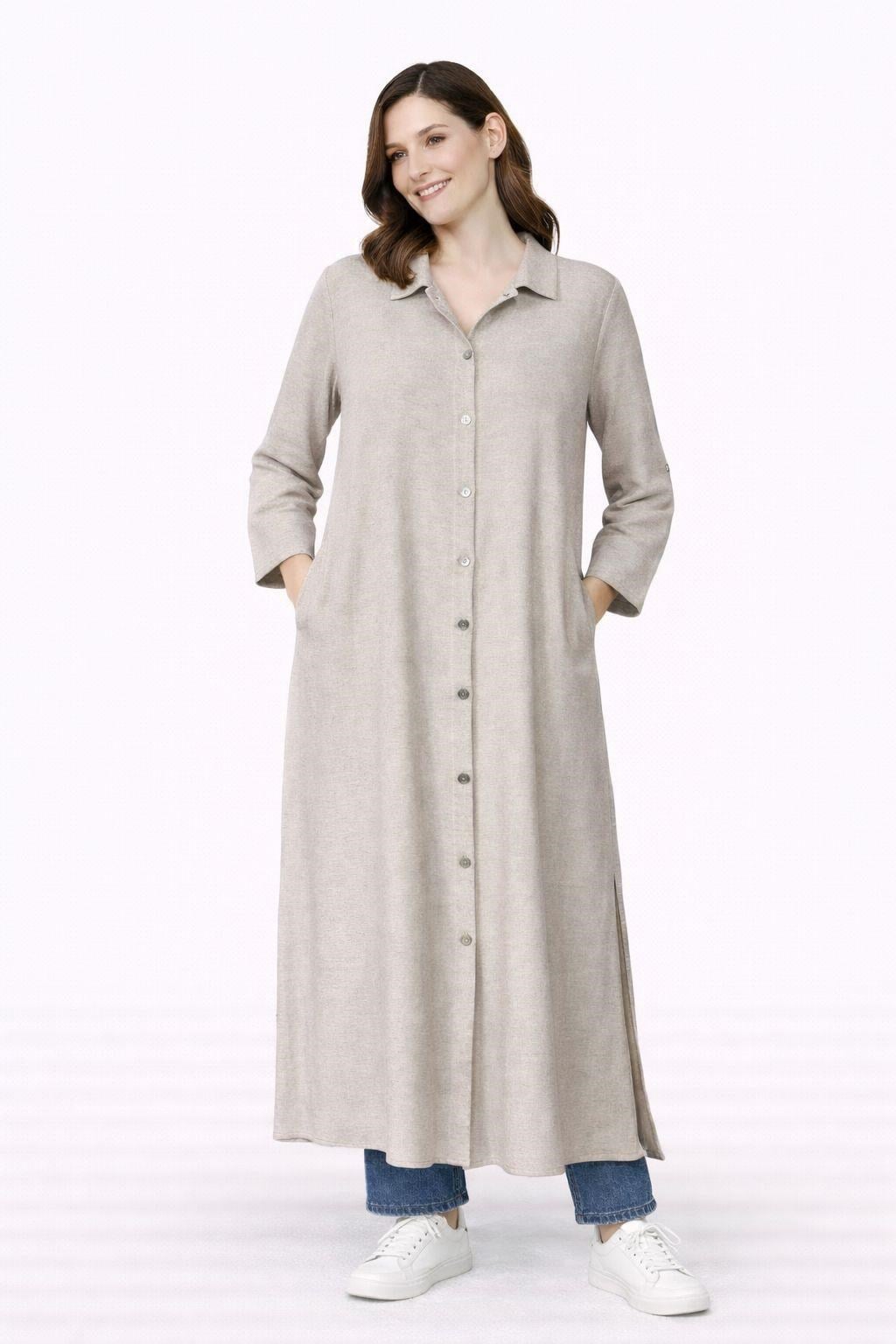 1101 Taş rengi Düğmeli Dış Giyim