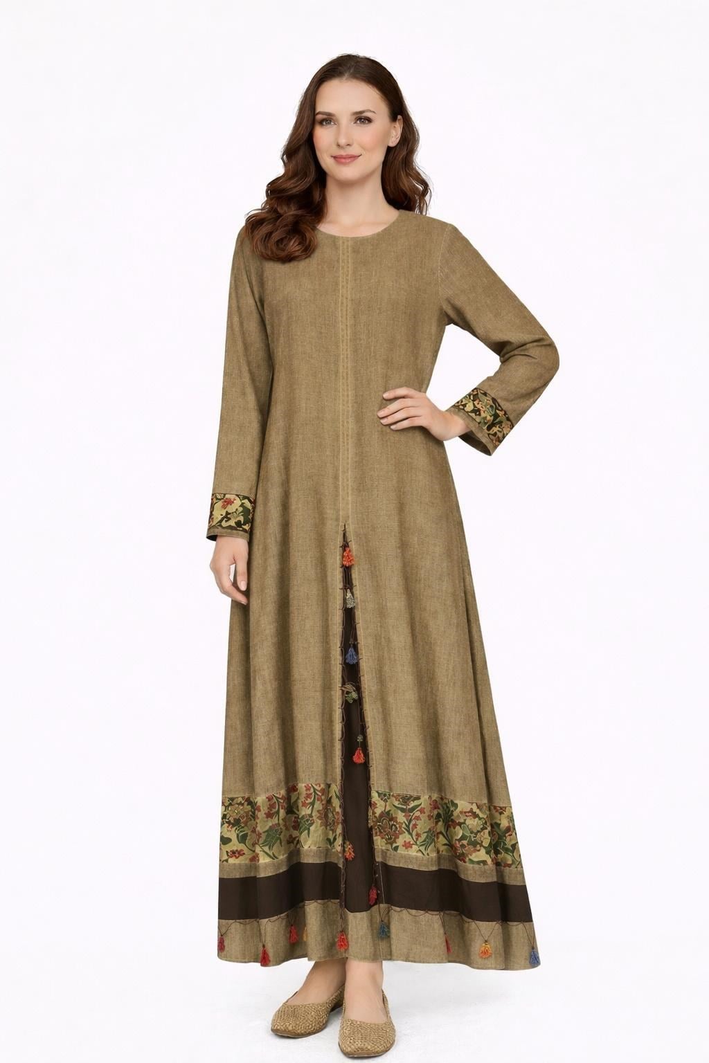 1500 Yıkamalı Camel Elbise